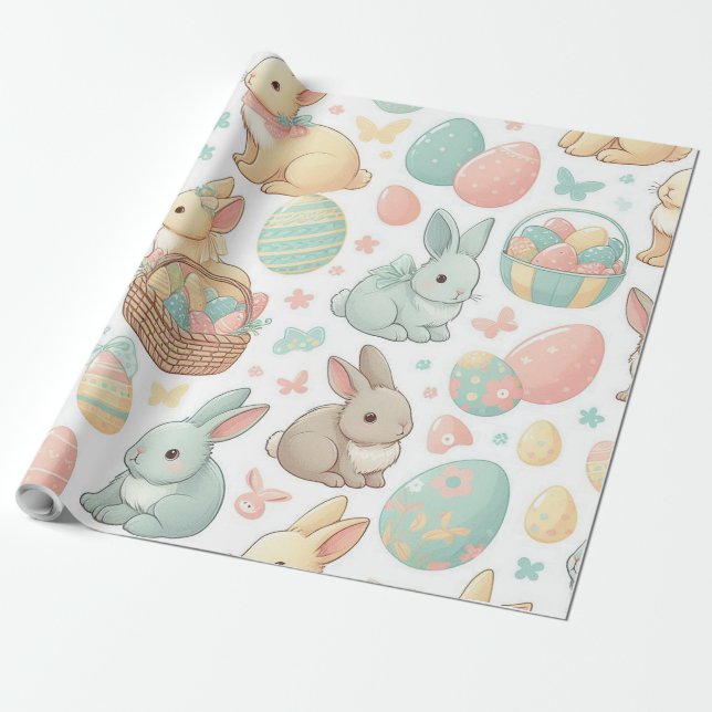 Papel De Regalo Cebollos pasteles de Pascua y huevos de pascua (Desenrollado)