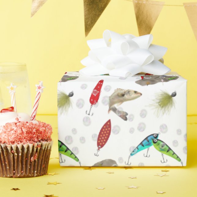Papel De Regalo Cebos de Pesca con Burbujas (Fiesta de cumpleaños )