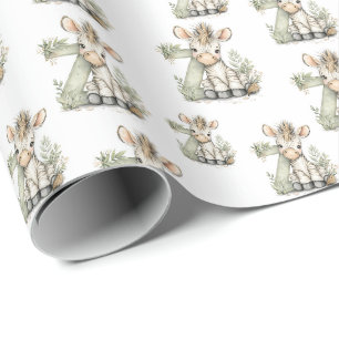Papel De Regalo Cebra alfabeto adorable de animales bebés en acuar