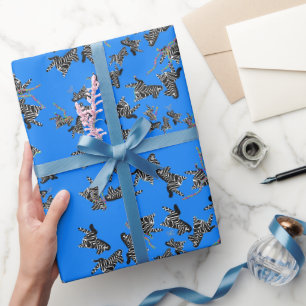 Papel De Regalo Cebra azul salvaje moderna