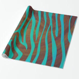Papel De Regalo Cebra Brown e impresión verde azulada