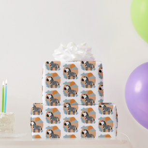 Papel De Regalo Cebra caprichosa influenciada en escandinavo