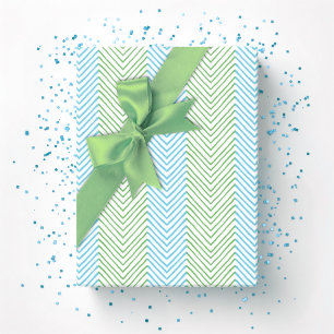 Papel De Regalo Cebra Chevron Stripe en verde y aqua
