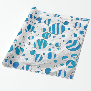 Papel De Regalo Cebra de punto de polka blanca y azul
