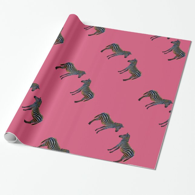 Papel De Regalo Cebra de rayas coloridas (Desenrollado)