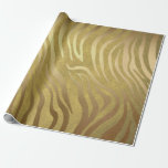 Papel De Regalo Cebra dorada zebra zebra jungla Safari Glam<br><div class="desc">papel de envoltura de personalizado</div>