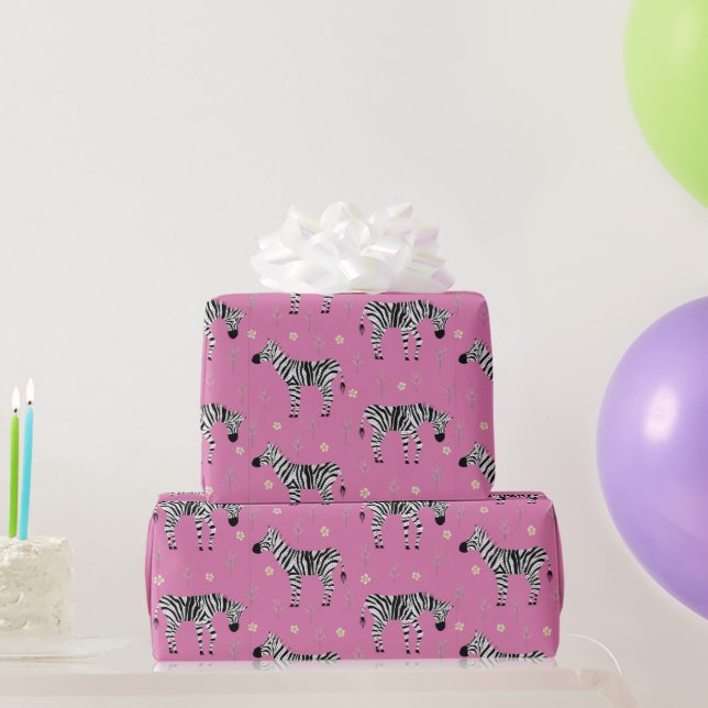 Papel De Regalo Cebra en Savanna Safari Pattern en rosa (Regalos de fiesta)