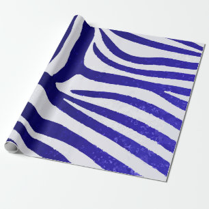 Papel De Regalo Cebra Gradiente Azul Neón en Blanco – Tendencia Au