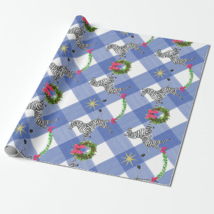 Papel De Regalo Cebras de vacaciones en la Placa Azul