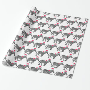 Papel De Regalo Cebras del día de fiesta que funcionan con el