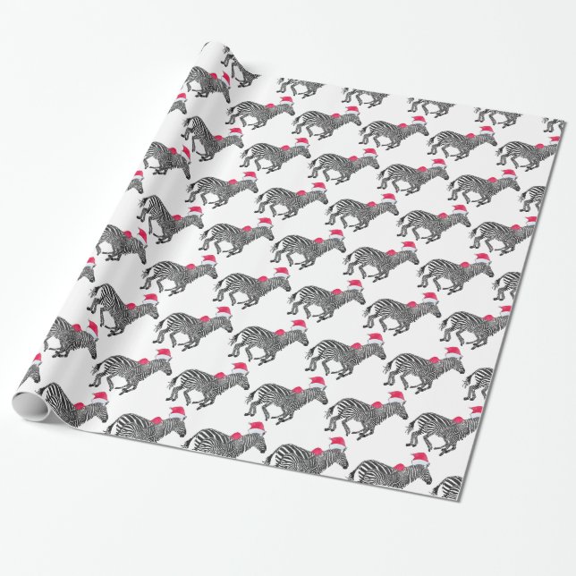 Papel De Regalo Cebras del día de fiesta que funcionan con el (Desenrollado)