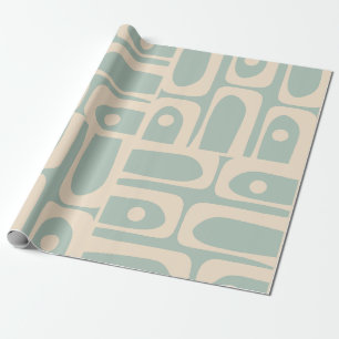 Papel De Regalo Celadón de Piquet Retro Moderno de Mid Century