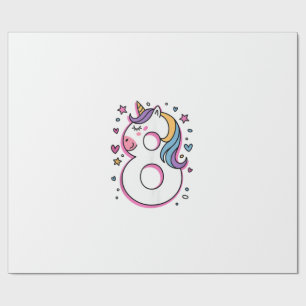 Papel De Regalo Celebra Feliz Cumpleaños De 8 Años Para Niña