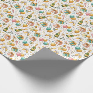 Papel De Regalo Celebración de Champán – Diseño de Cumpleaños con
