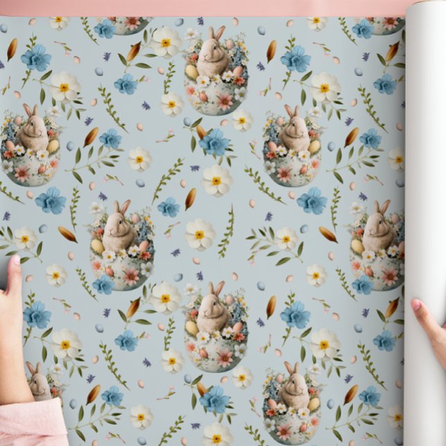 Papel De Regalo Celebración de conejo de primavera floral de Pascu (Subido por el creador)