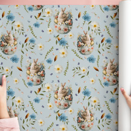 Papel De Regalo Celebración de conejo de primavera floral de Pascu