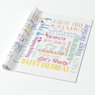 Papel De Regalo ¡Celebración de cumpleaños! NOMBRE personalizado d