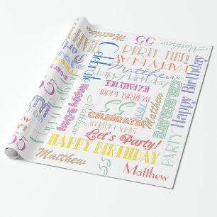 Papel De Regalo ¡Celebración de cumpleaños! NOMBRE Y EDAD de la fo