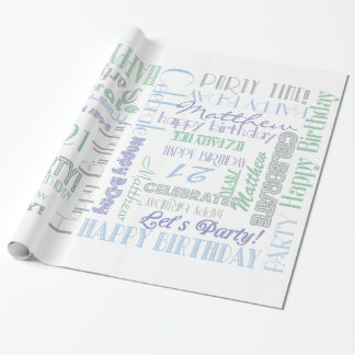 Papel De Regalo ¡Celebración de cumpleaños! NOMBRE Y EDAD DEL clie