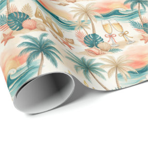 Papel De Regalo Celebración de cumpleaños número 40 tropical dorad