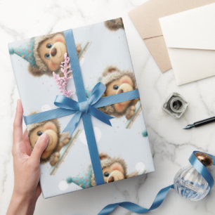 Papel De Regalo Celebración de erizos de globo azul