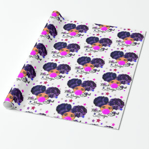 Papel De Regalo Celebración de feriado Chica Afro Puffs