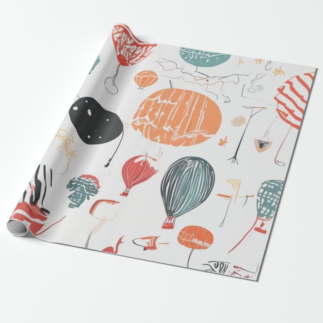 Papel De Regalo Celebración de la acuarela en globo (Desenrollado)