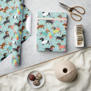 Papel De Regalo Celebración de la fiesta de cumpleaños de Dachshun