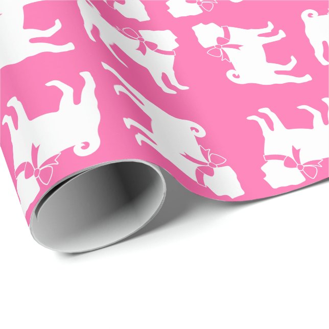 Papel De Regalo Celebración de la fiesta temática del perro de pug (Esquina del rollo)