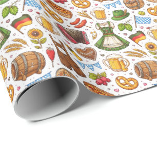 Papel De Regalo Celebración de Oktoberfest Patrón continuo – Wrapp