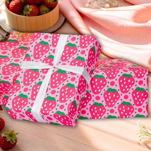 Papel De Regalo Celebración del Primer Cumpleaños de Fresa