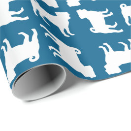 Papel De Regalo Celebración del tema azul Pug Fiesta