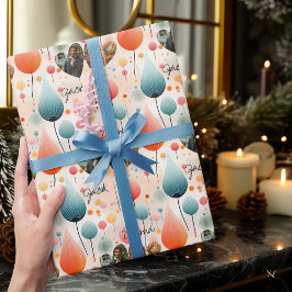 Papel De Regalo Celebración personalizada de globos, fotos y nombr
