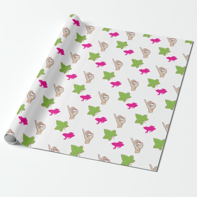 Papel De Regalo Celebraciones rosadas y verdes bonitas (Desenrollado)