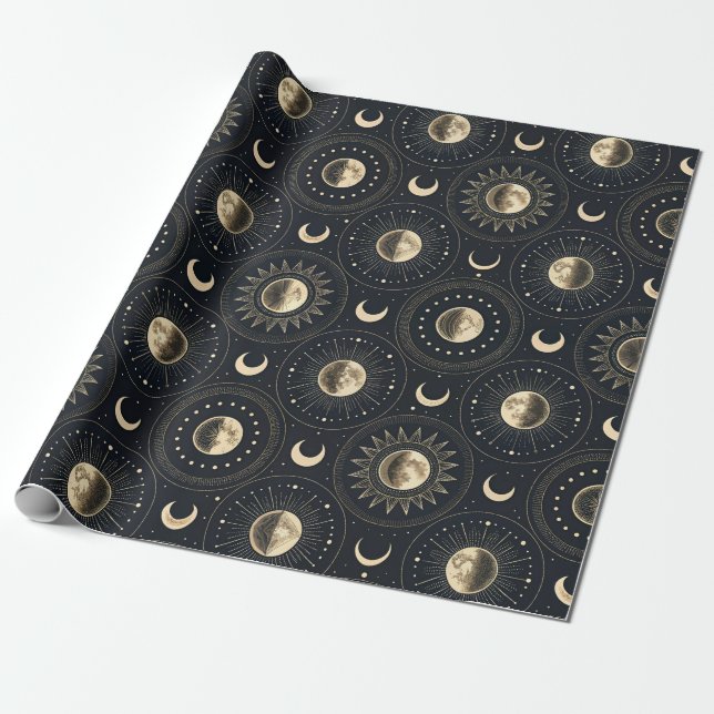 Papel De Regalo Celestial Moon Phase (4) (Desenrollado)