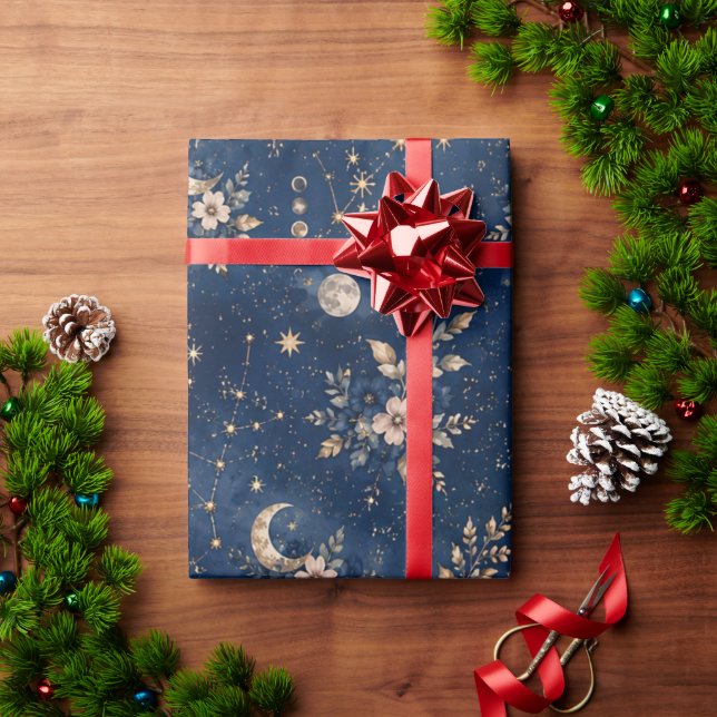 Papel de regalo Celestial Moon y Estrellas para El (Regalo de vacaciones)