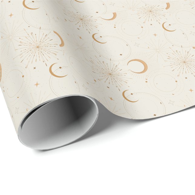 Papel De Regalo Celestial space light star moon universe fabrics (Esquina del rollo)