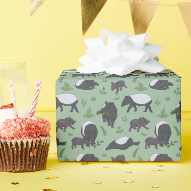 Papel De Regalo Cena de la familia Tapir en verde (Fiesta de cumpleaños )