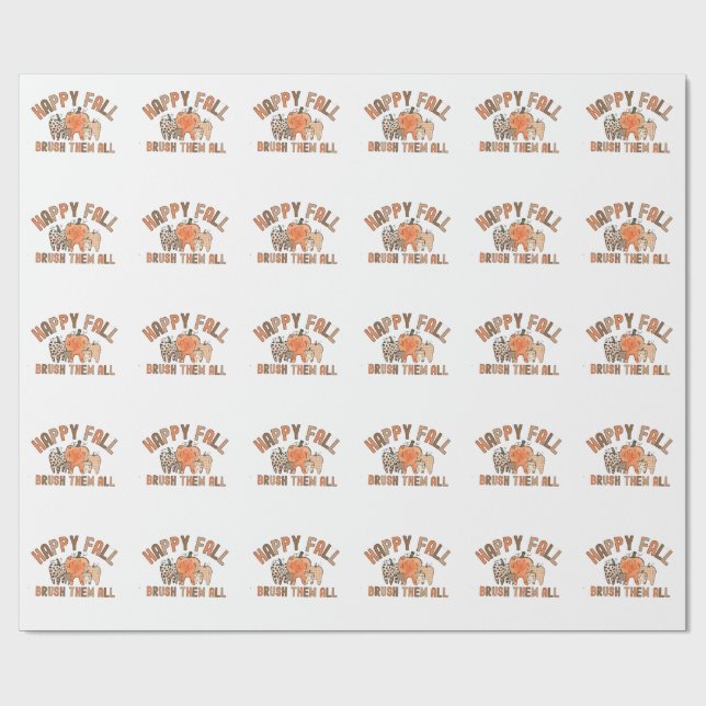 Papel De Regalo Cepillo de otoño feliz todos los dientes dental (Superficie plana)
