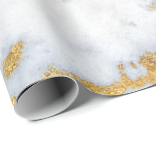 Papel De Regalo Cepillos brillantes dorados de mármol gris blanco