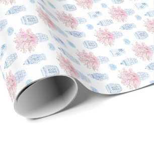 Papel De Regalo Cerámica china de jengibre blanco rosado Preppy