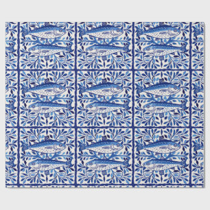 Papel De Regalo Cerdeña azul y blanca portuguesa