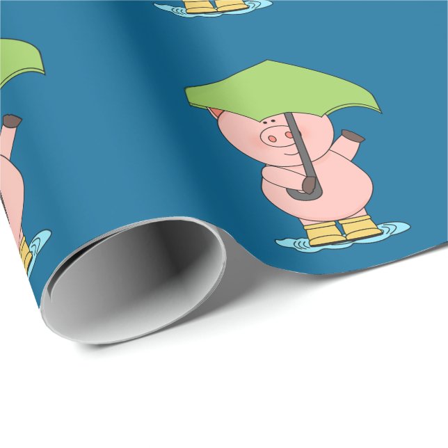 Papel De Regalo Cerdito lindo que sostiene la fiesta de bienvenida (Esquina del rollo)