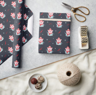 Papel De Regalo Cerdito Navideño de Invierno Adorable
