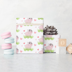 Papel De Regalo Cerdito rosa lindo para San Valentín
