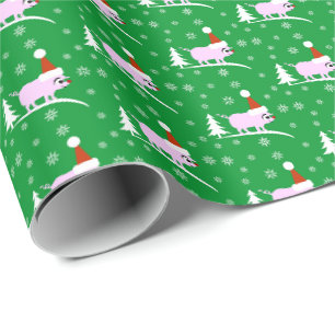 Papel De Regalo Cerdo de Navidad Cerdito con envoltorio de regalo 