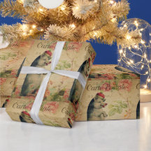 Cerdo francés vintage de postal con flor de corona