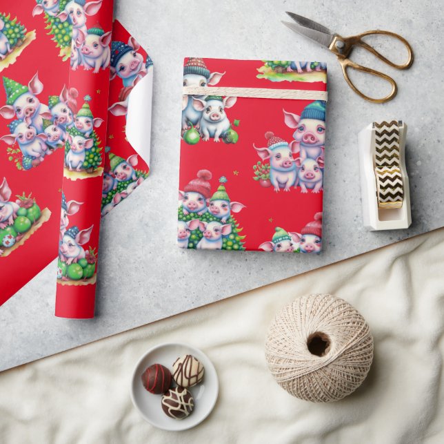 Papel De Regalo Cerdos Adorables en el ajuste de regalo de los Nav (Artesanía)