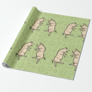 Papel De Regalo Cerdos Antiguos Bailando: Travieso Jig de Cerdito
