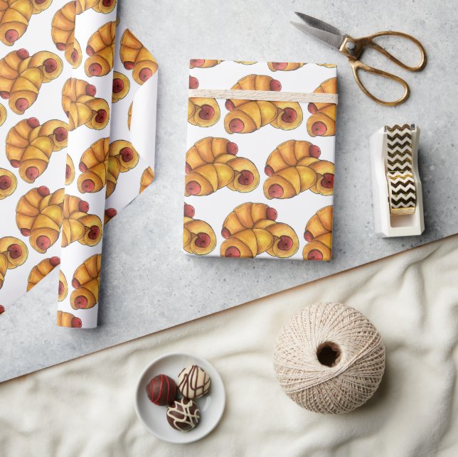 Papel De Regalo Cerdos en un rollo fresco de cerdo caliente comida (Artesanía)